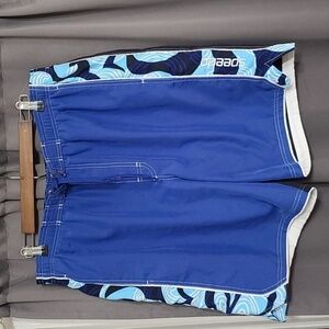 Speedo Mens Swim Trunks Shades of Blue Ties Mesh Lining Pocket Sz 36? GUC